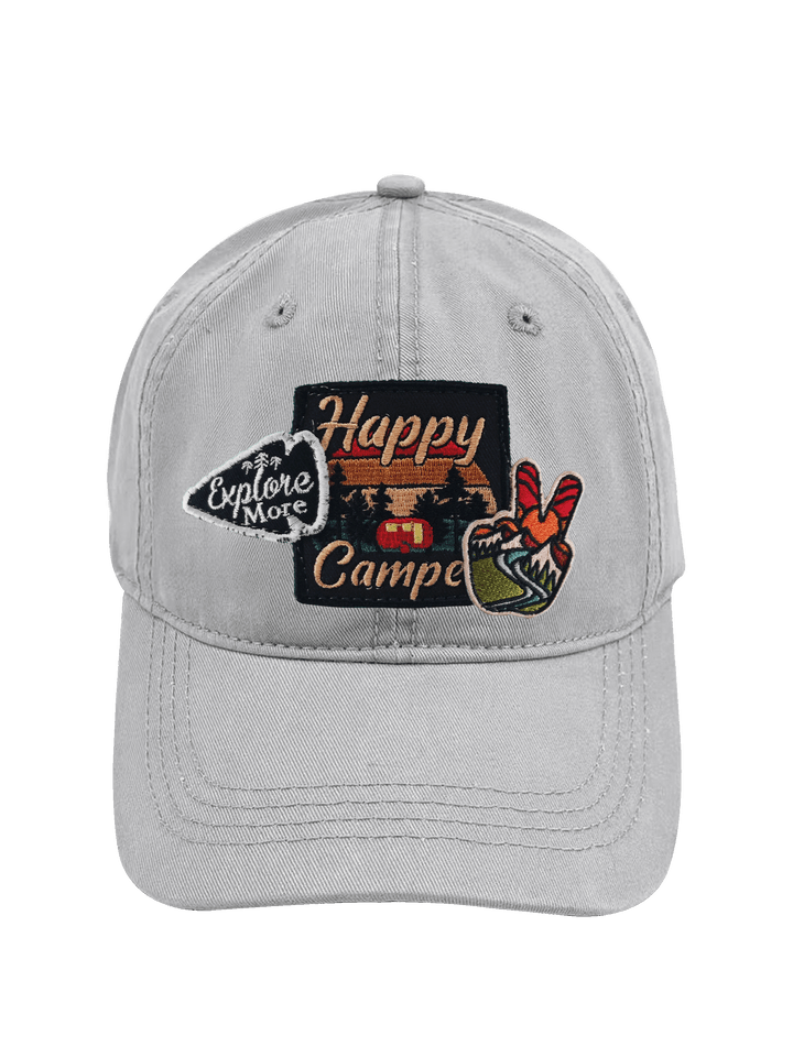 Happy Camper Embroidered Patch Baseball Cap