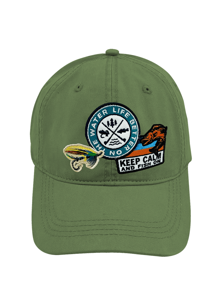 Water Life Fishing Embroidered Patch Baseball Cap