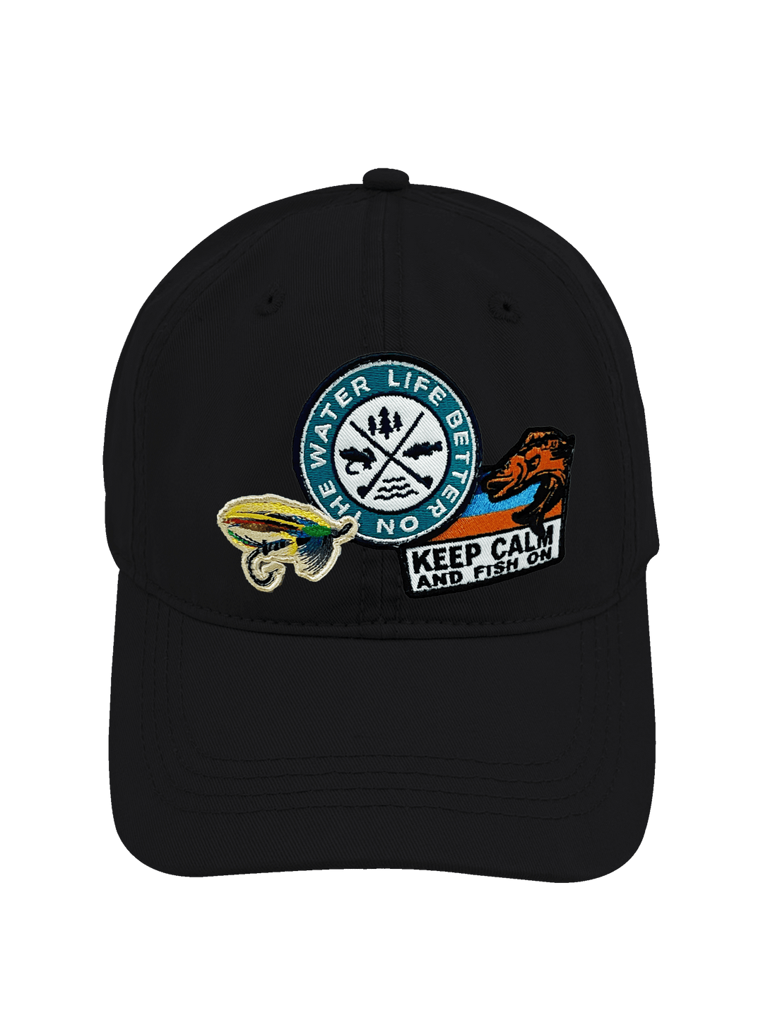 Water Life Fishing Embroidered Patch Baseball Cap