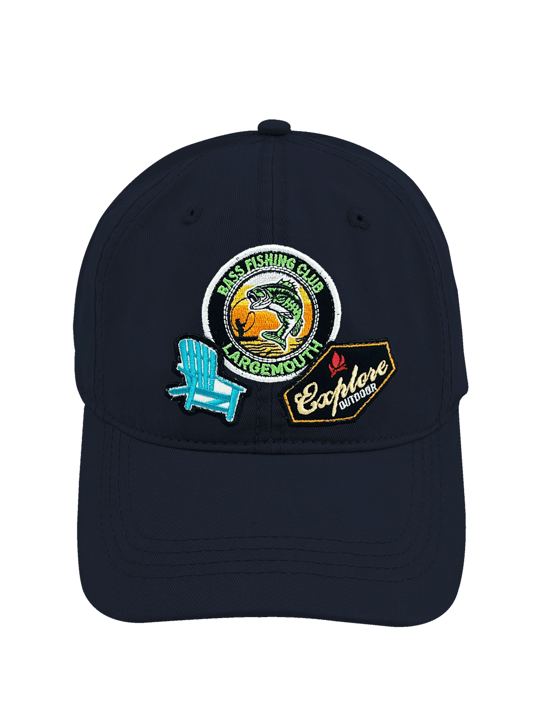 Bass Fishing Club Embroidered Patch Baseball Cap