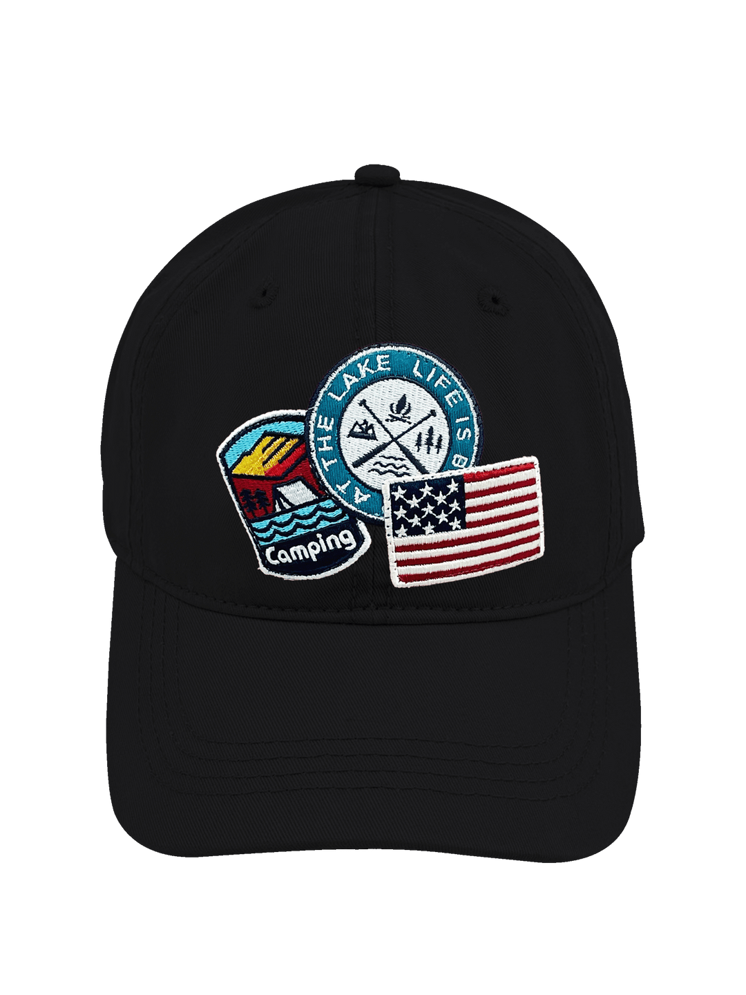 Lake Life Camping Embroidered Patch Baseball Cap