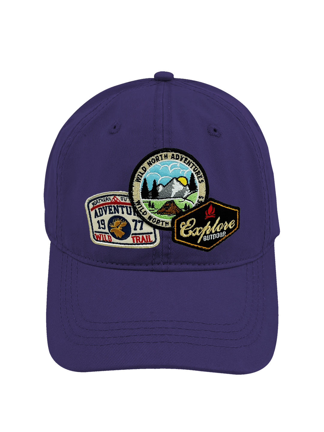Wild North Adventures Mountain Explore Embroidered Patch Baseball Cap