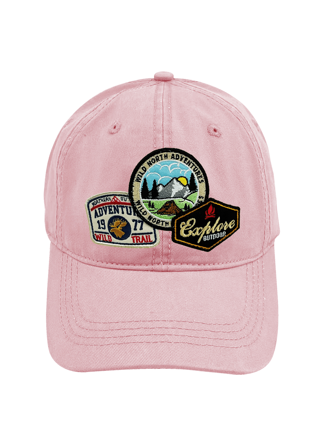Wild North Adventures Mountain Explore Embroidered Patch Baseball Cap