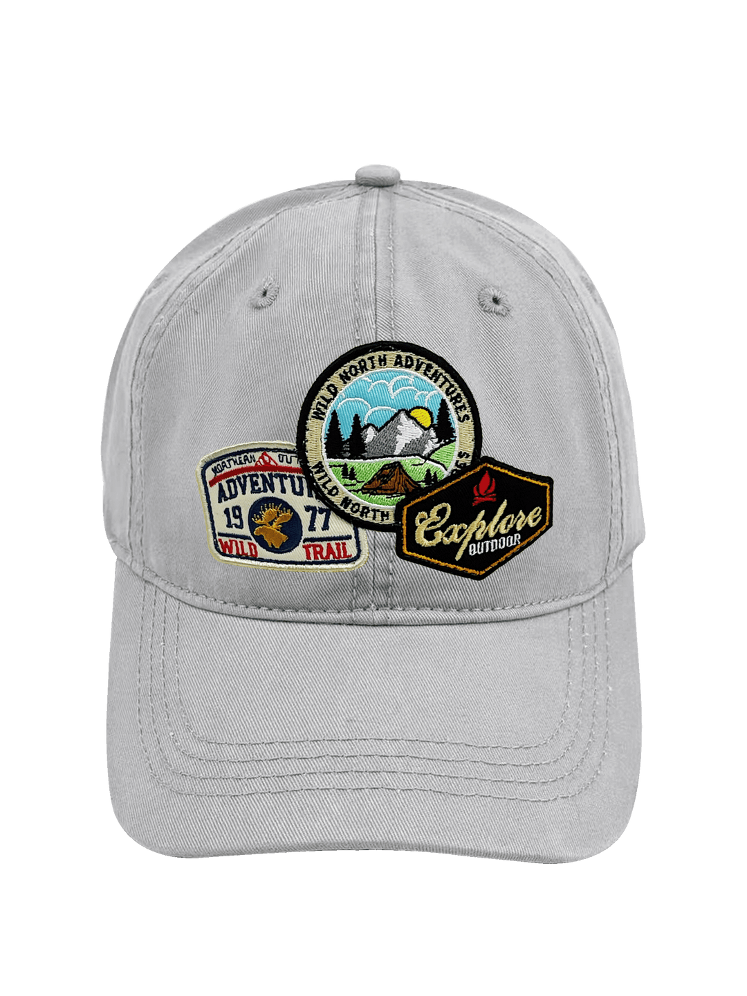 Wild North Adventures Mountain Explore Embroidered Patch Baseball Cap