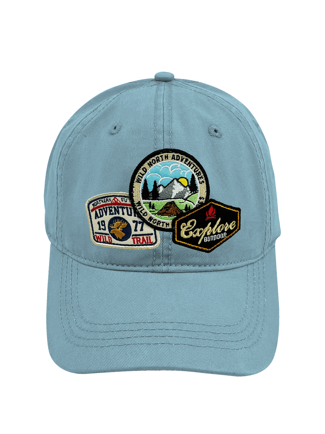 Wild North Adventures Mountain Explore Embroidered Patch Baseball Cap