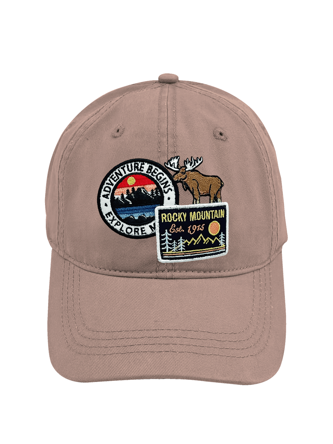 Rocky Mountain Moose Adventure Embroidered Patch Baseball Cap