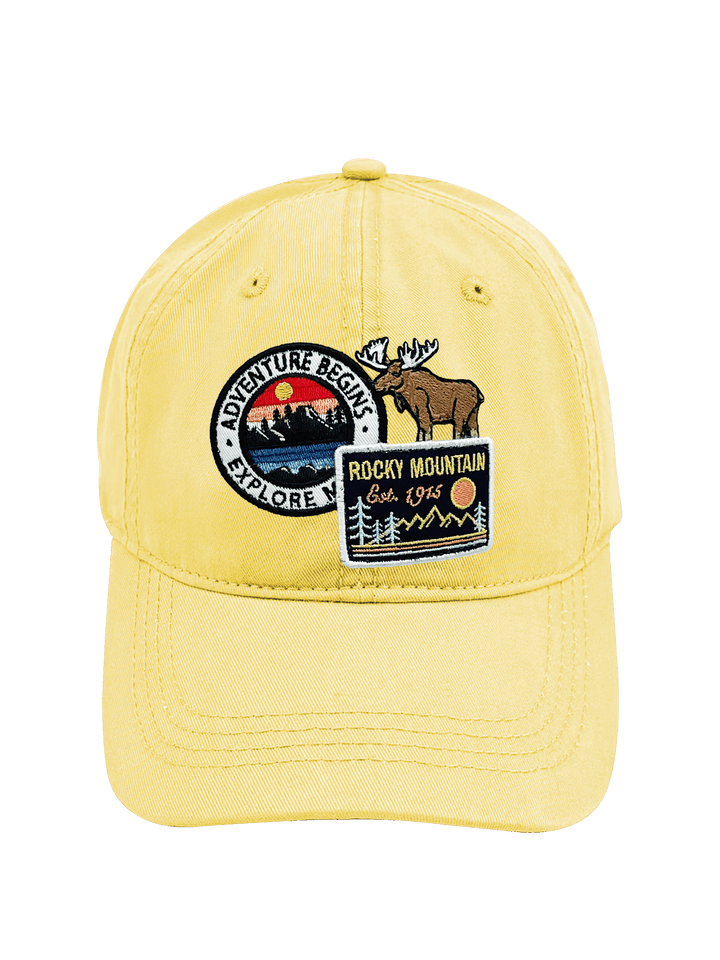 Rocky Mountain Moose Adventure Embroidered Patch Baseball Cap
