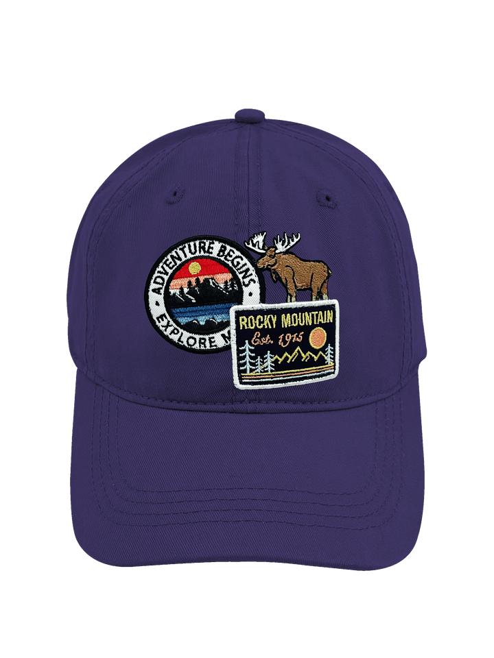 Rocky Mountain Moose Adventure Embroidered Patch Baseball Cap