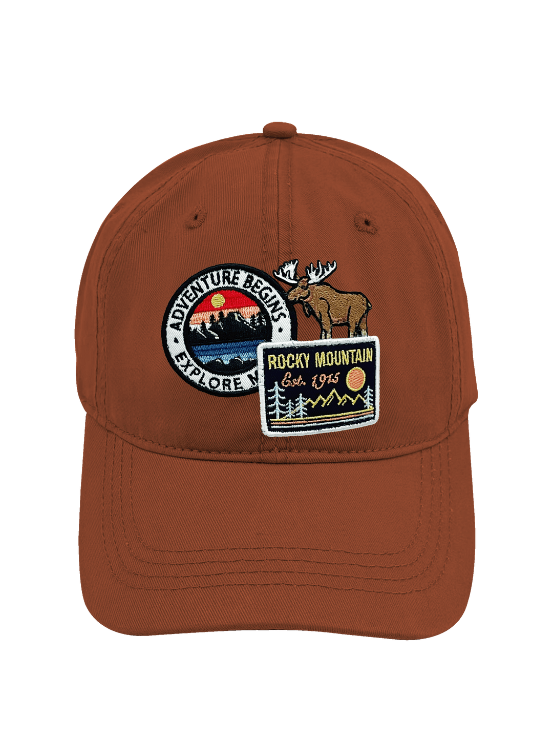 Rocky Mountain Moose Adventure Embroidered Patch Baseball Cap