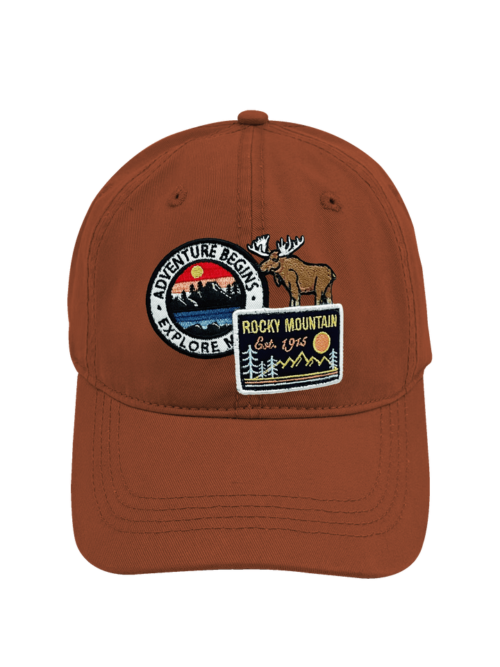 Rocky Mountain Moose Adventure Embroidered Patch Baseball Cap