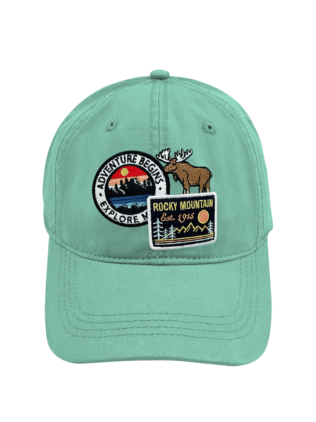 Rocky Mountain Moose Adventure Embroidered Patch Baseball Cap