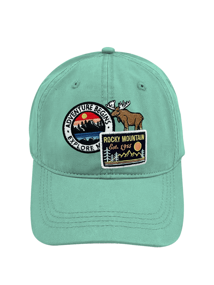 Rocky Mountain Moose Adventure Embroidered Patch Baseball Cap