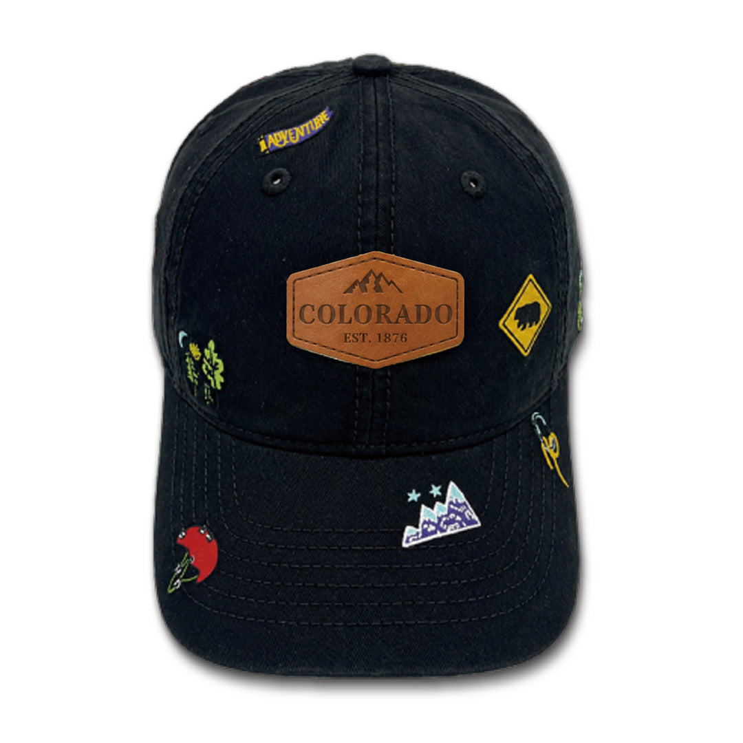 Colorado Adventure Icons Embroidered Baseball Cap
