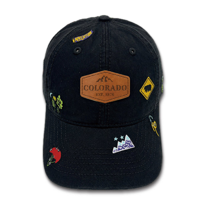 Colorado Adventure Icons Embroidered Baseball Cap