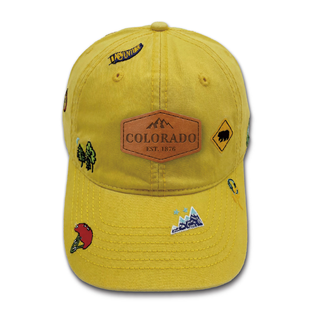 Colorado Adventure Icons Embroidered Baseball Cap