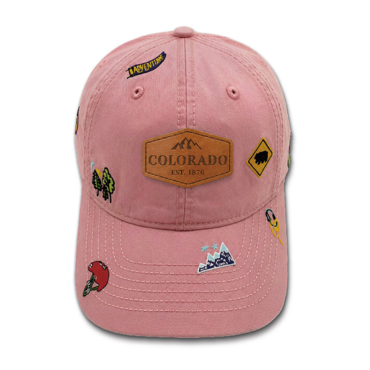 Colorado Adventure Icons Embroidered Baseball Cap