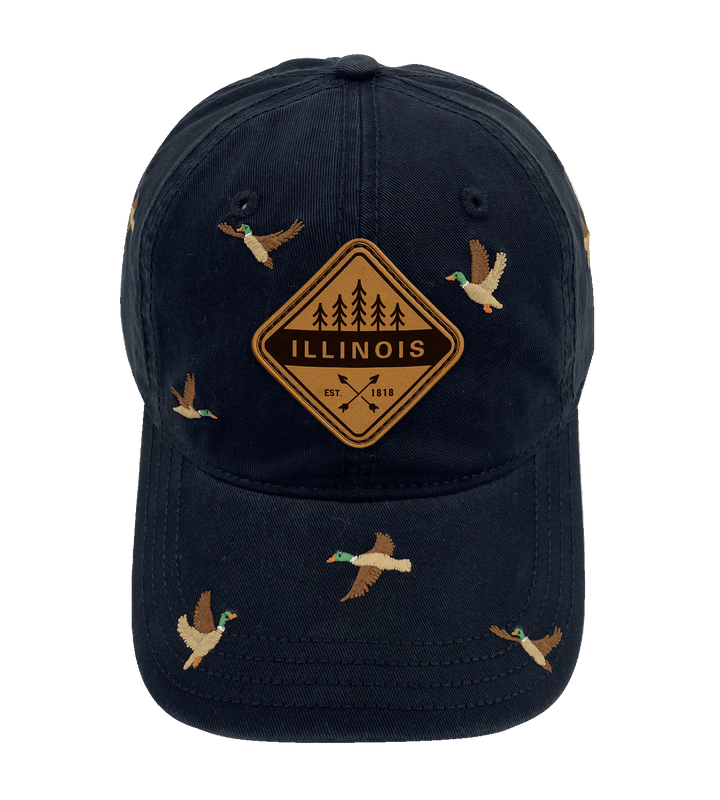 Illinois Duck Embroidery Baseball Cap – Vintage Outdoor Adventure Hat for Nature Lovers