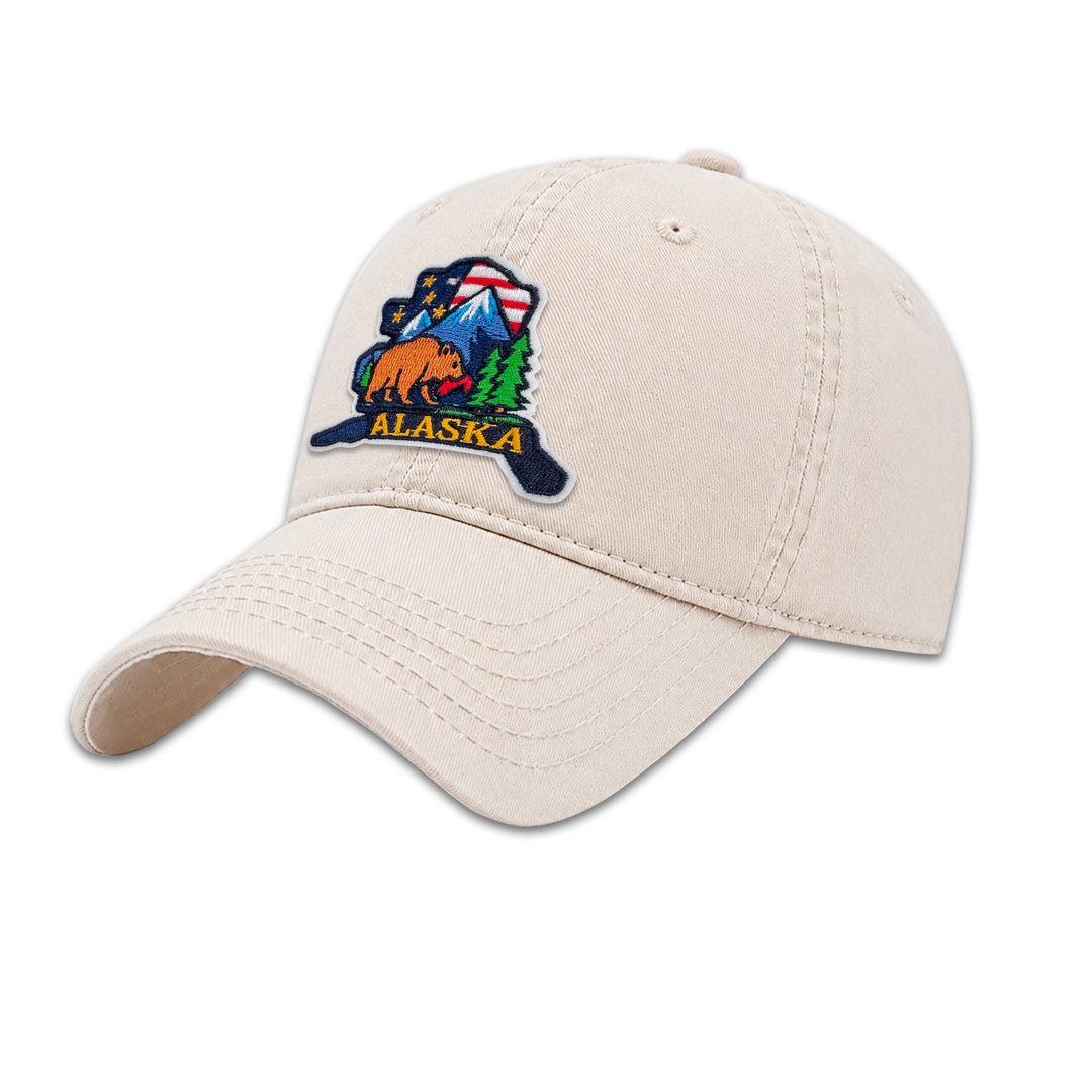 Alaska Bear Embroidered Patch Baseball Cap – Alaska Wildlife & Mountain Adventure Souvenir Hat
