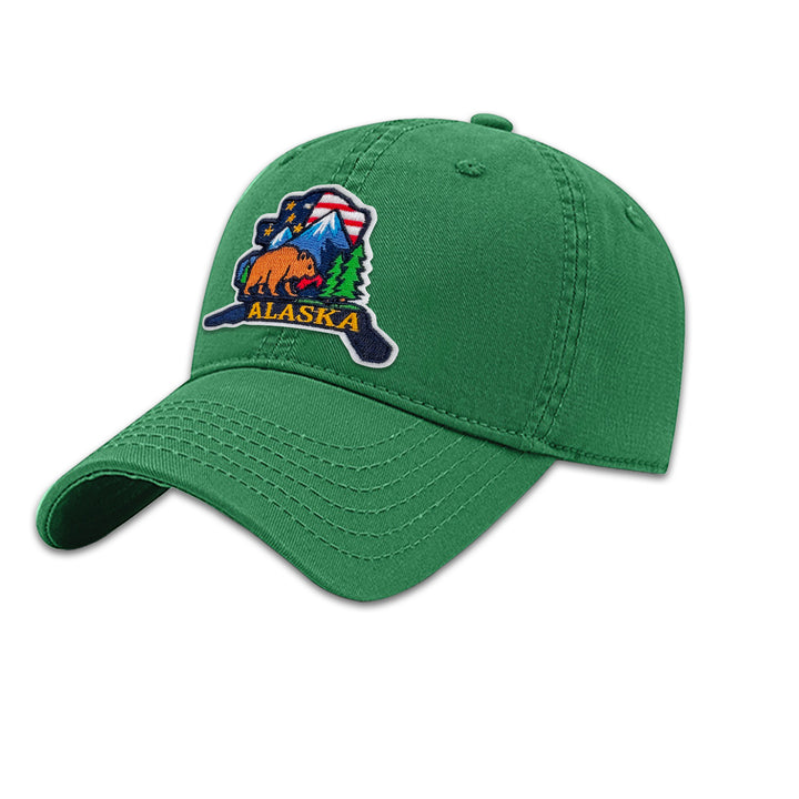 Alaska Bear Embroidered Patch Baseball Cap – Alaska Wildlife & Mountain Adventure Souvenir Hat