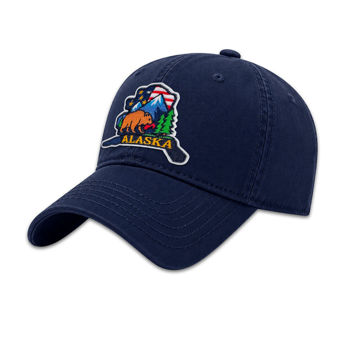 Alaska Bear Embroidered Patch Baseball Cap – Alaska Wildlife & Mountain Adventure Souvenir Hat
