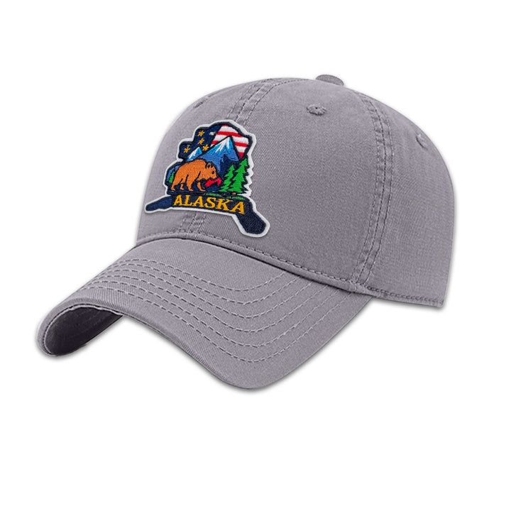 Alaska Bear Embroidered Patch Baseball Cap – Alaska Wildlife & Mountain Adventure Souvenir Hat