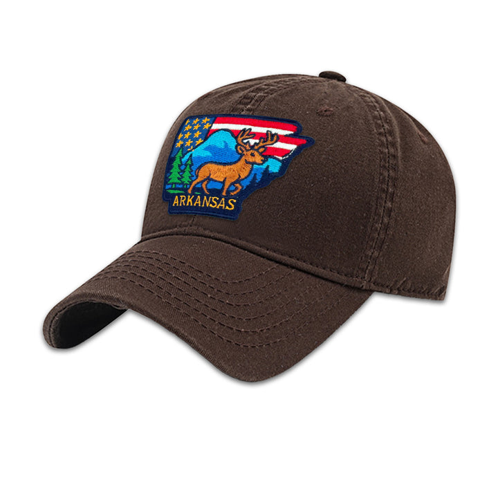 Arkansas Deer Embroidered State Patch Baseball Cap – Vintage USA Souvenir Hat