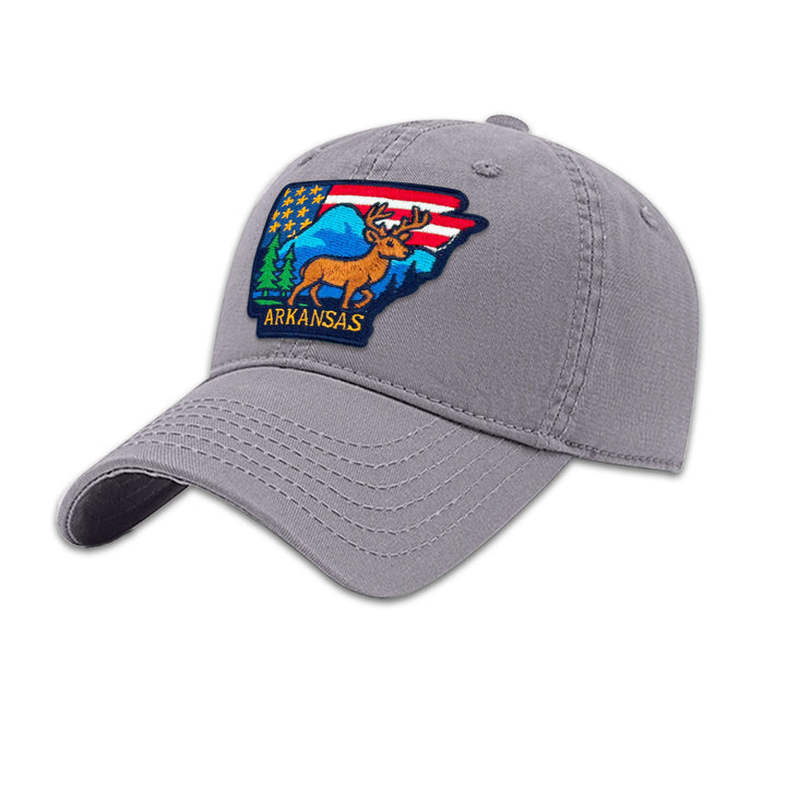 Arkansas Deer Embroidered State Patch Baseball Cap – Vintage USA Souvenir Hat