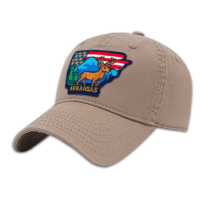 Arkansas Deer Embroidered State Patch Baseball Cap – Vintage USA Souvenir Hat