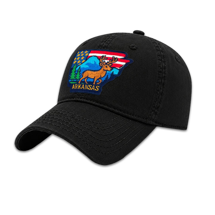 Arkansas Deer Embroidered State Patch Baseball Cap – Vintage USA Souvenir Hat