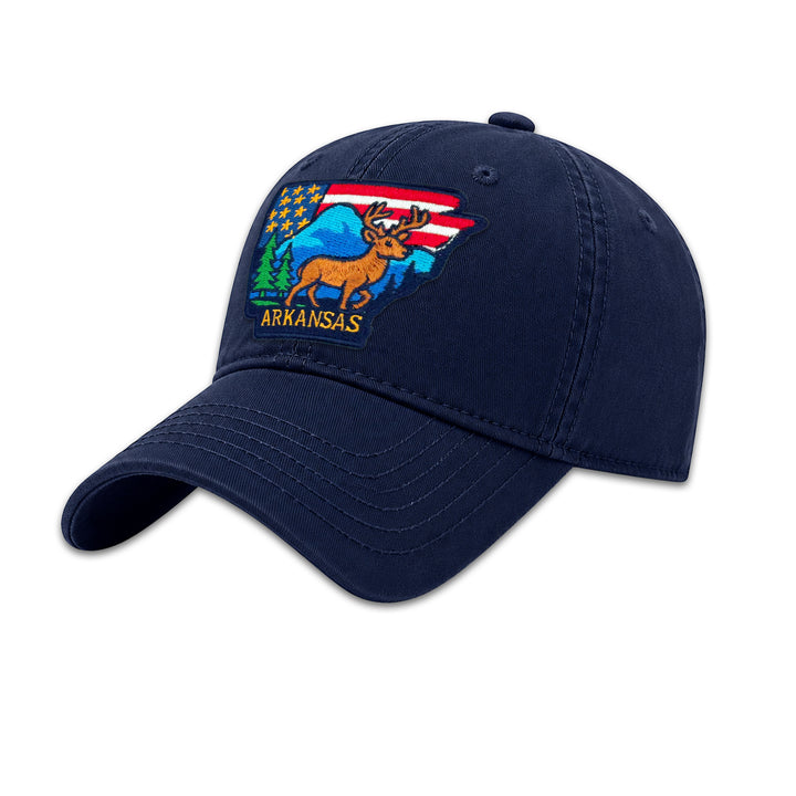 Arkansas Deer Embroidered State Patch Baseball Cap – Vintage USA Souvenir Hat