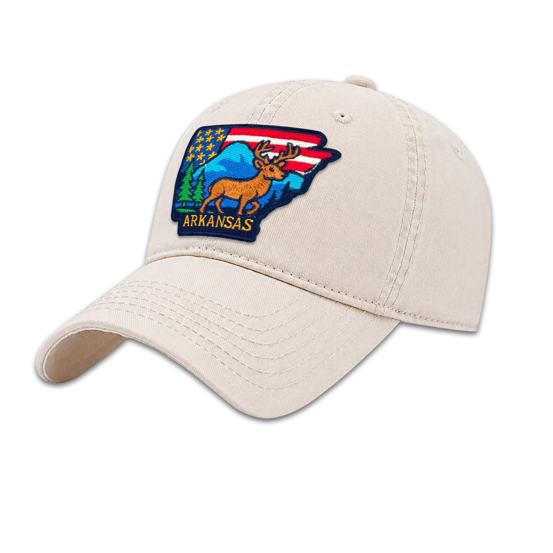Arkansas Deer Embroidered State Patch Baseball Cap – Vintage USA Souvenir Hat