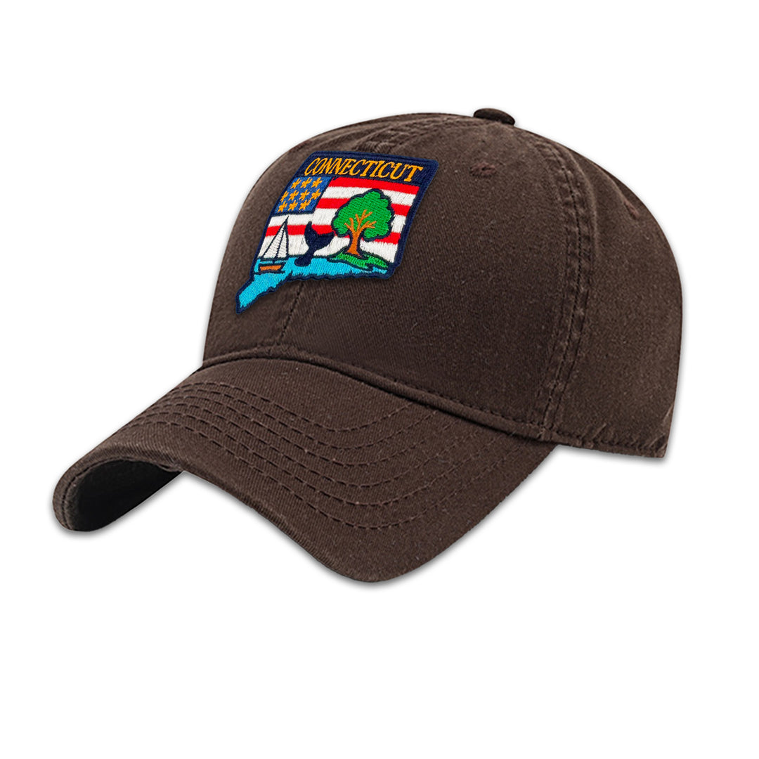 Connecticut State Embroidered Patch Baseball Cap – Coastal Travel Souvenir Hat