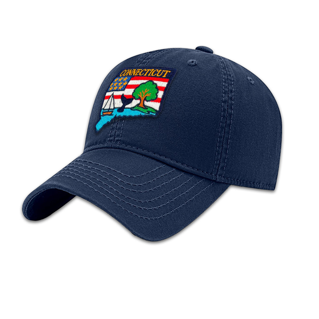 Connecticut State Embroidered Patch Baseball Cap – Coastal Travel Souvenir Hat