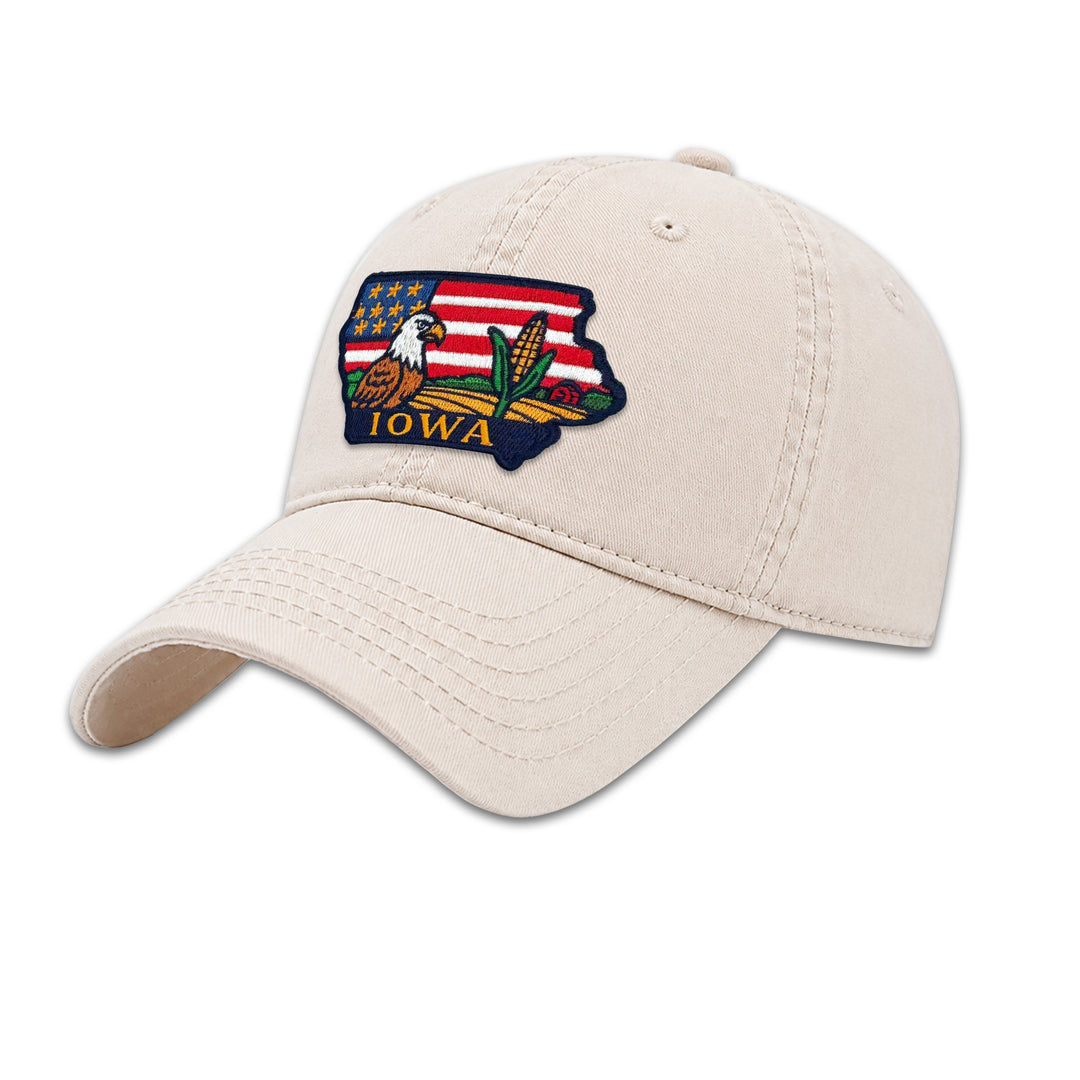 Iowa Eagle Embroidered Patch Baseball Cap – Iowa State Souvenir Hat with Cornfield & Farmland Design