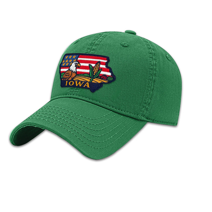 Iowa Eagle Embroidered Patch Baseball Cap – Iowa State Souvenir Hat with Cornfield & Farmland Design