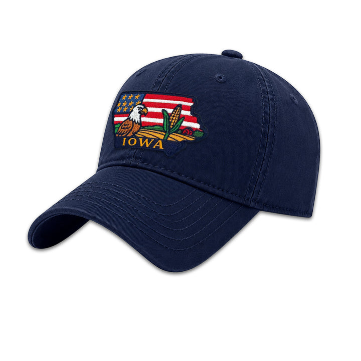 Iowa Eagle Embroidered Patch Baseball Cap – Iowa State Souvenir Hat with Cornfield & Farmland Design