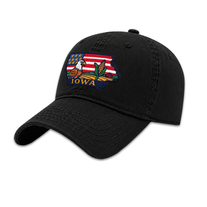 Iowa Eagle Embroidered Patch Baseball Cap – Iowa State Souvenir Hat with Cornfield & Farmland Design