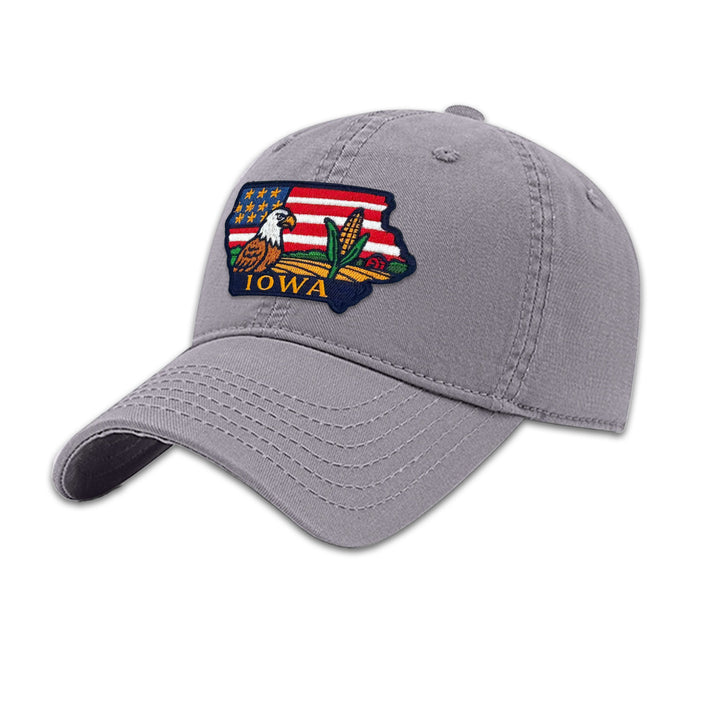 Iowa Eagle Embroidered Patch Baseball Cap – Iowa State Souvenir Hat with Cornfield & Farmland Design