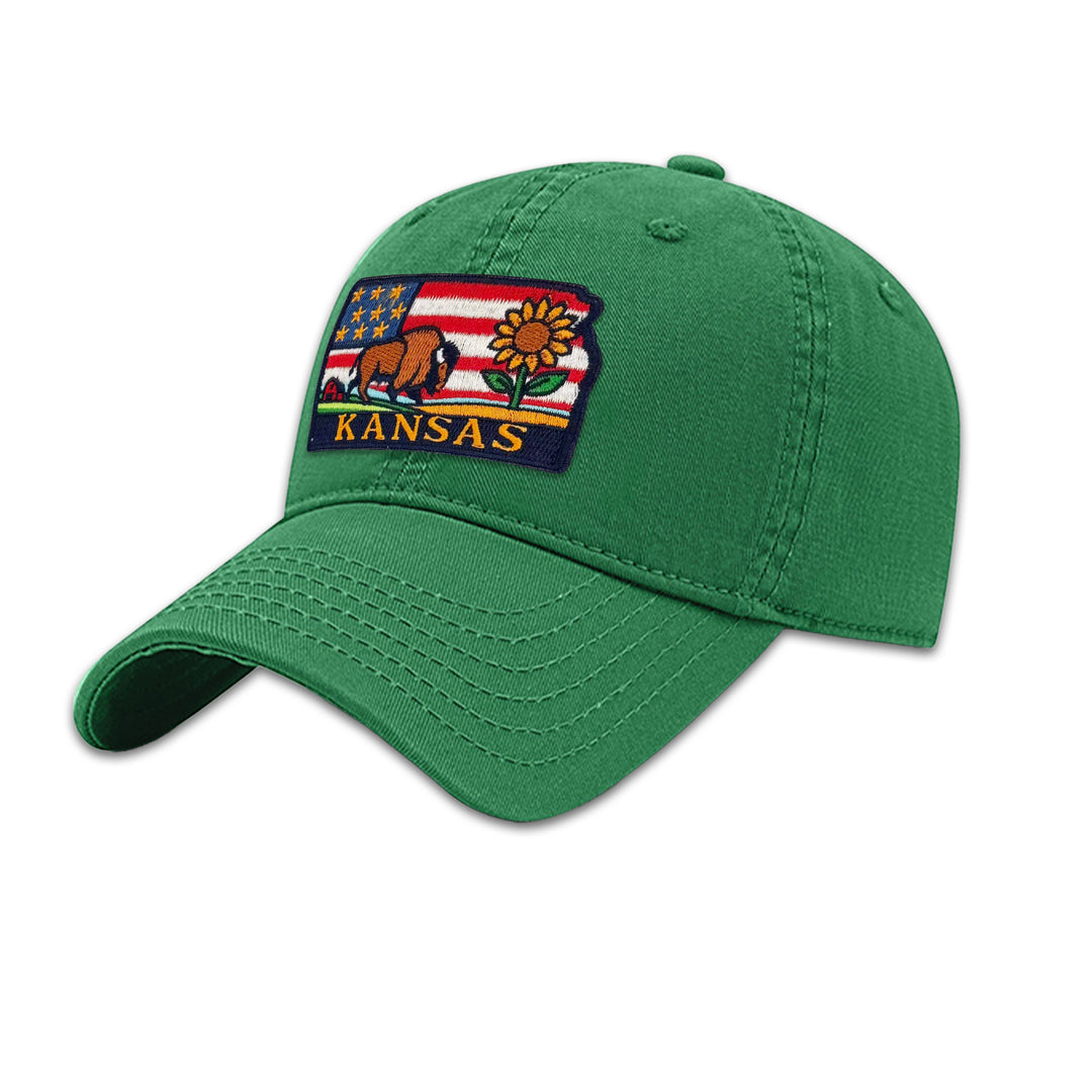 Kansas State Embroidered Patch Baseball Cap – Sunflower & Bison Souvenir Hat