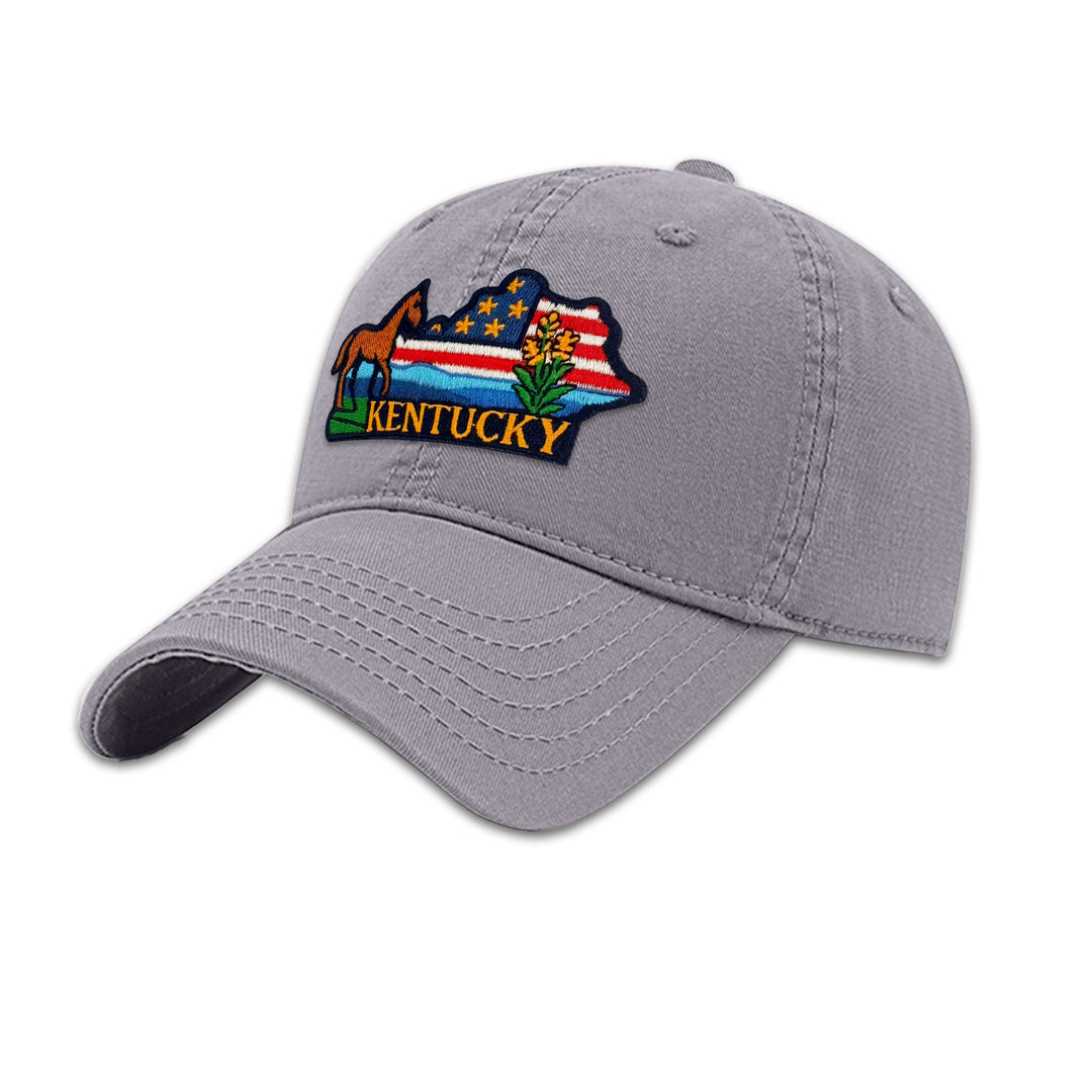 Kentucky Horse Embroidered Patch Baseball Cap – Kentucky State Souvenir Hat with Horse & Goldenrod Design