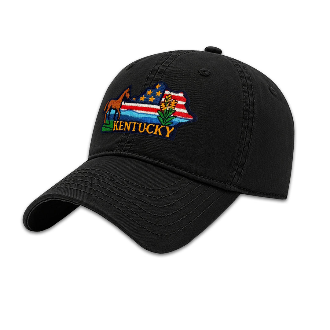 Kentucky Horse Embroidered Patch Baseball Cap – Kentucky State Souvenir Hat with Horse & Goldenrod Design