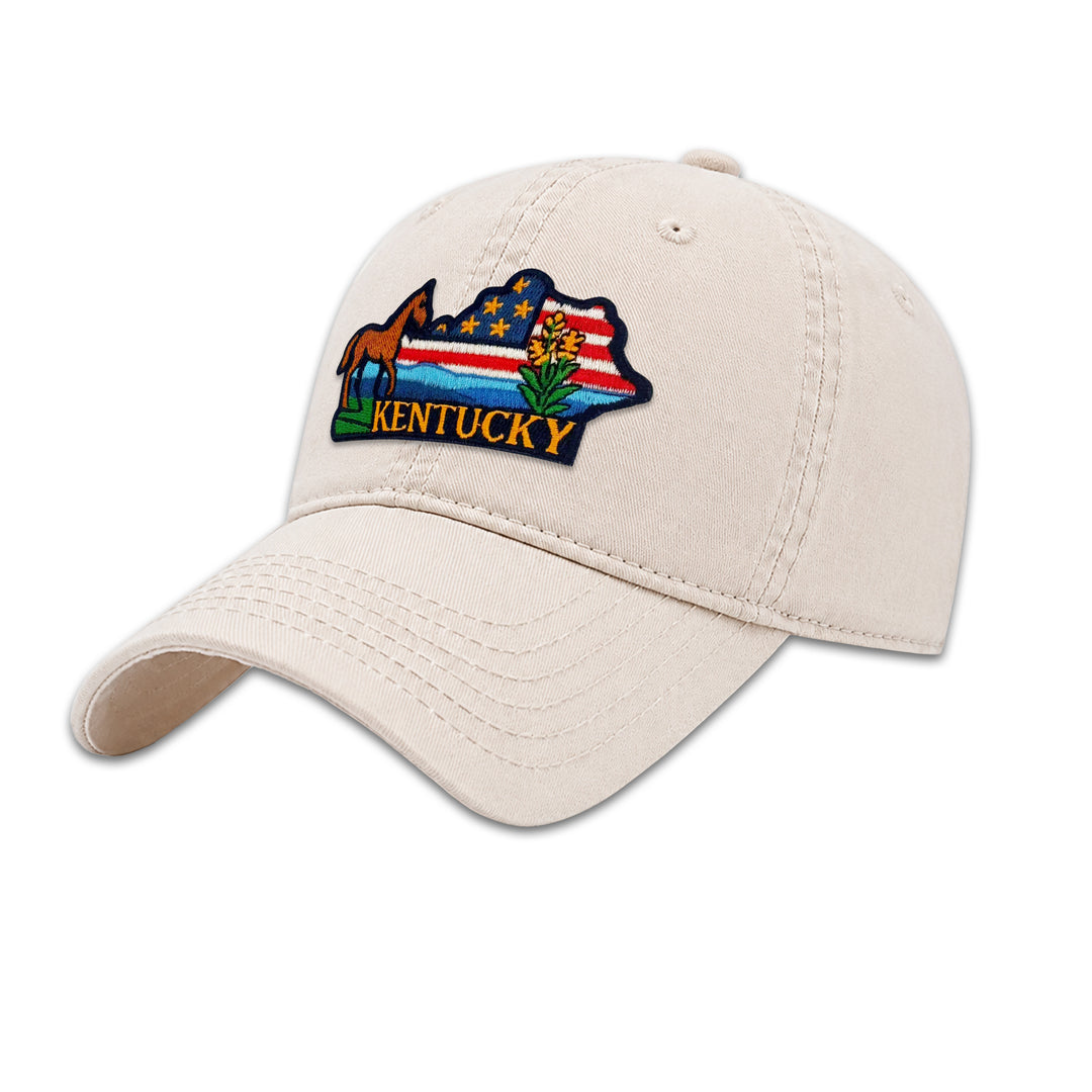 Kentucky Horse Embroidered Patch Baseball Cap – Kentucky State Souvenir Hat with Horse & Goldenrod Design