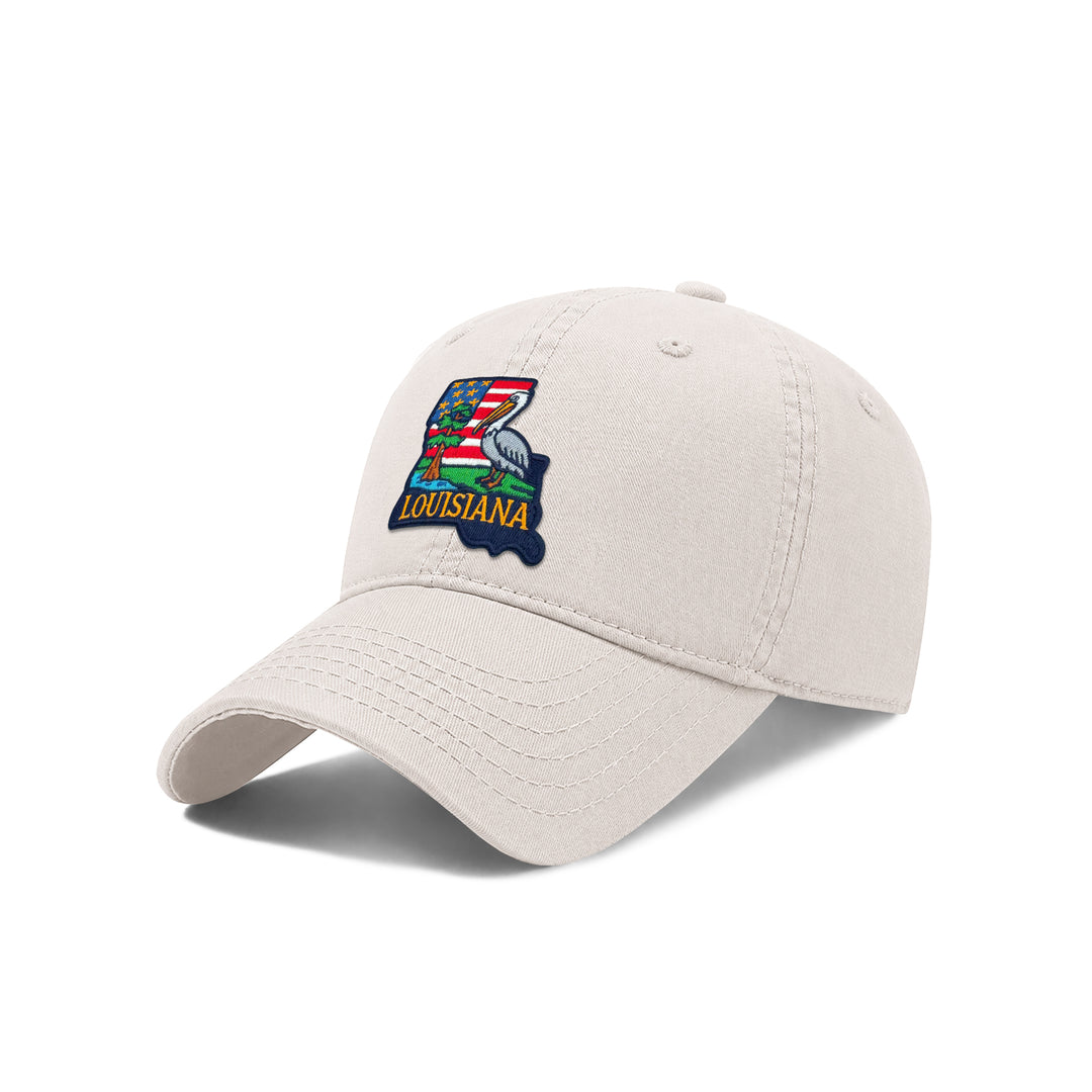 Louisiana Accompanying State Icons Low Profile Garment Wash Cotton Baseball Caps Mens Womens