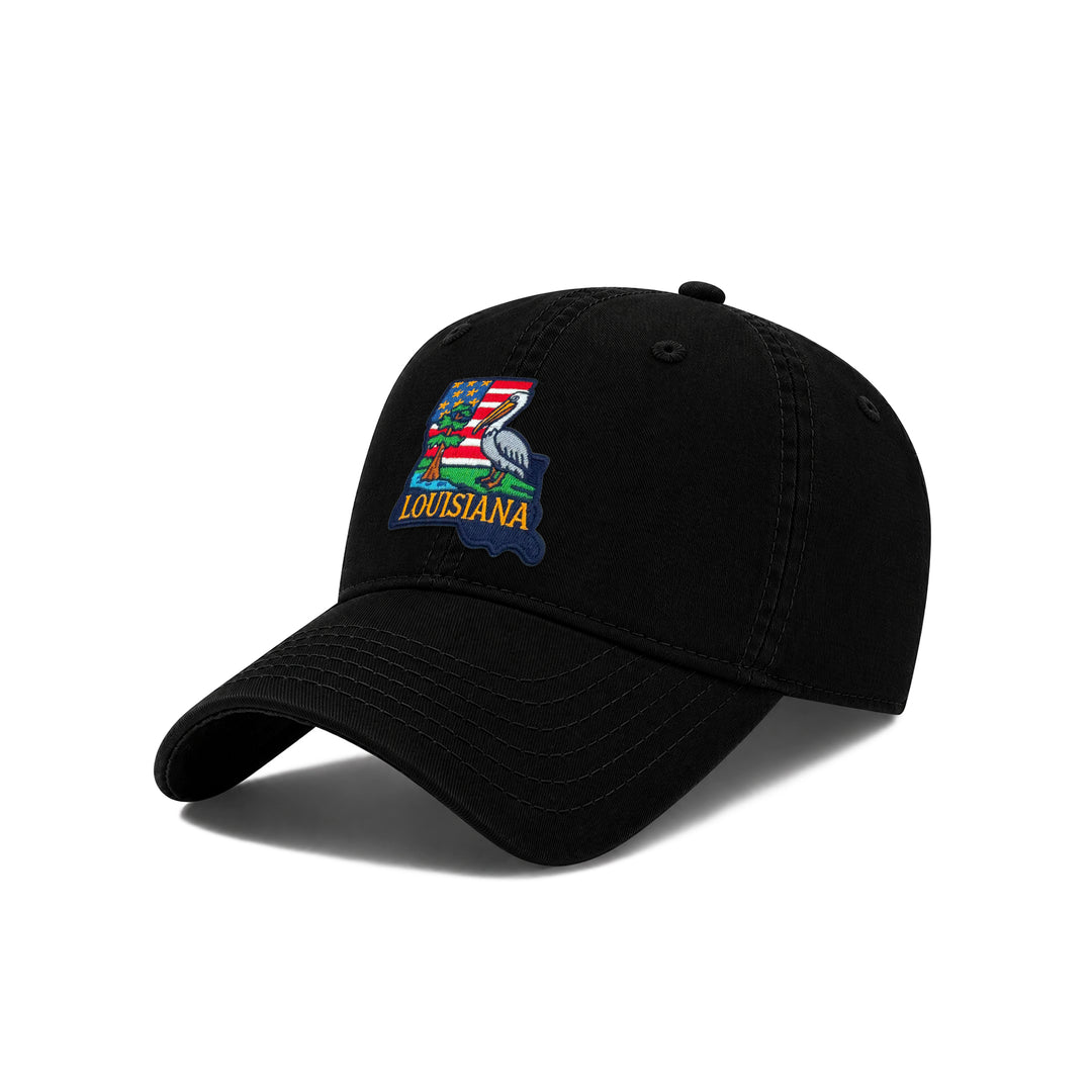 Louisiana Accompanying State Icons Low Profile Garment Wash Cotton Baseball Caps Mens Womens