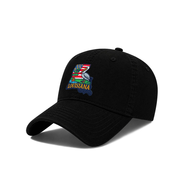 Louisiana Accompanying State Icons Low Profile Garment Wash Cotton Baseball Caps Mens Womens