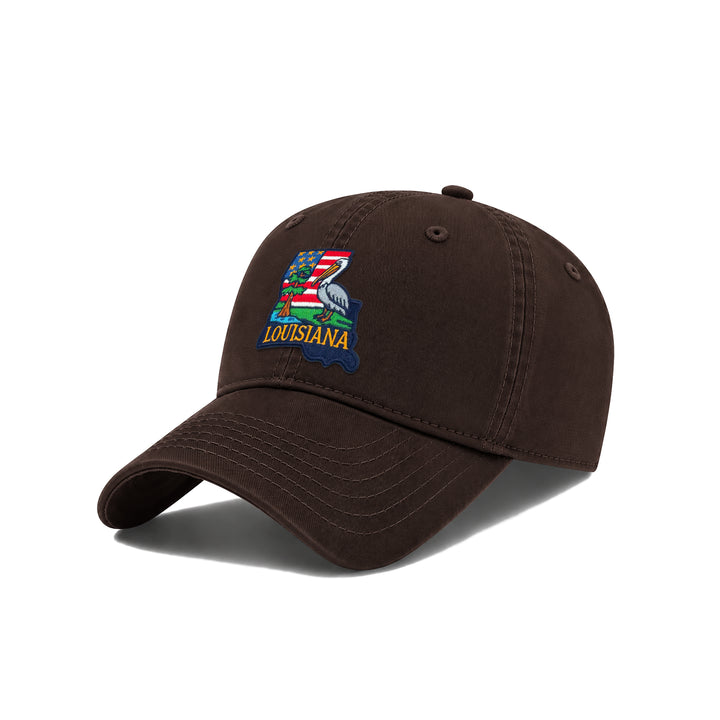 Louisiana Accompanying State Icons Low Profile Garment Wash Cotton Baseball Caps Mens Womens
