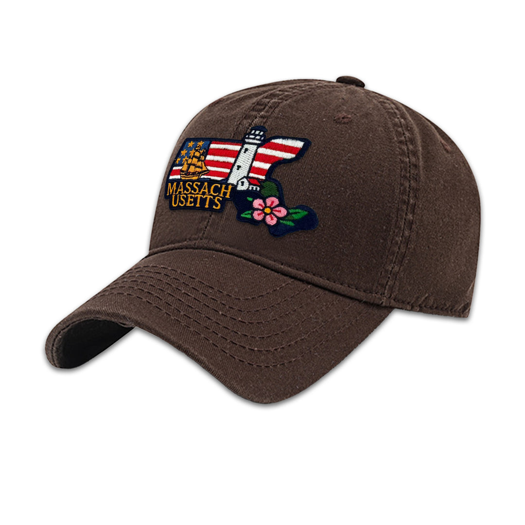 Massachusetts Lighthouse Embroidered State Patch Baseball Cap – Vintage Massachusetts Souvenir Hat