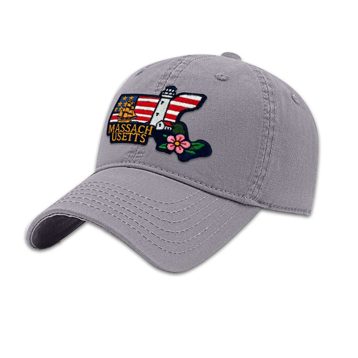 Massachusetts Lighthouse Embroidered State Patch Baseball Cap – Vintage Massachusetts Souvenir Hat