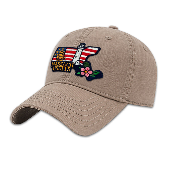Massachusetts Lighthouse Embroidered State Patch Baseball Cap – Vintage Massachusetts Souvenir Hat
