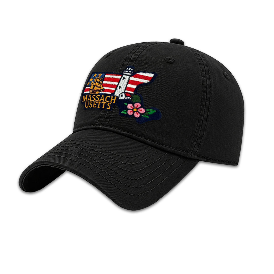 Massachusetts Lighthouse Embroidered State Patch Baseball Cap – Vintage Massachusetts Souvenir Hat